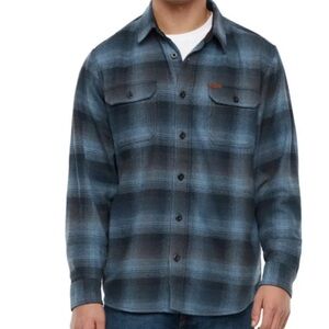 Orvis Men’s Heavyweight Flannel Shirt Spread Collar Blue